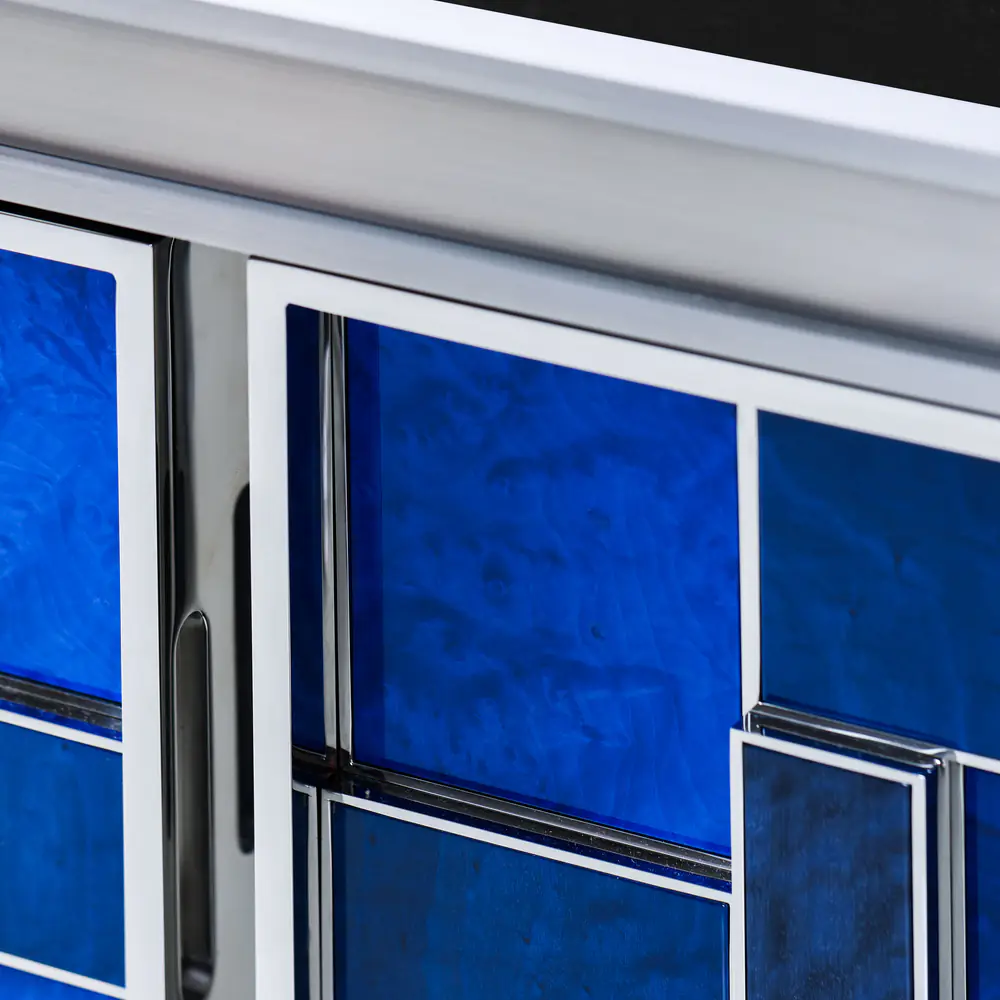 Crystal Blue Ceramic Cube Sideboard