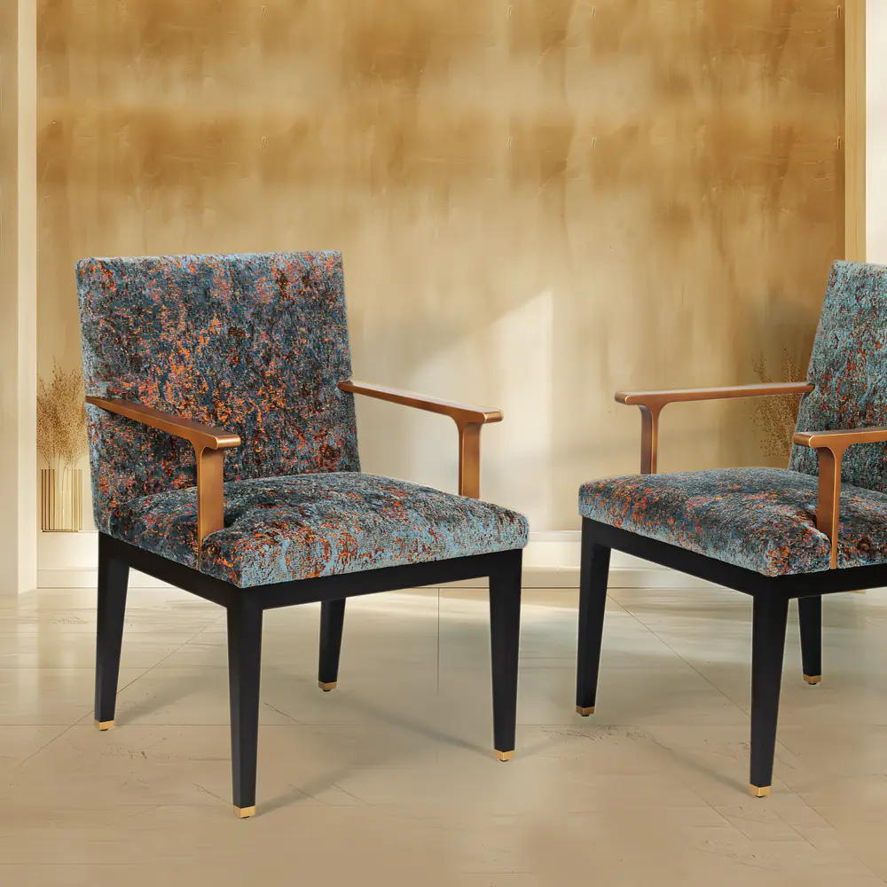 Aurora Speckle Upholstered Arm Dining Chair