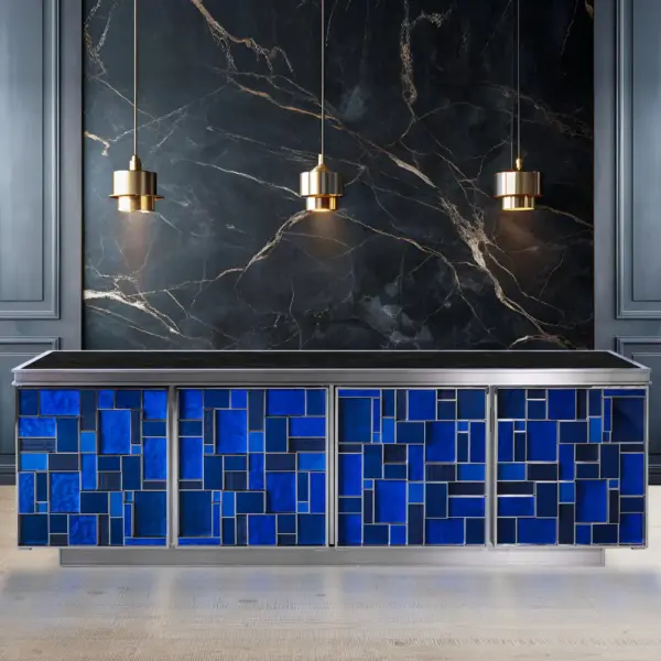Midnight Cobalt Mosaic Bar Sideboard