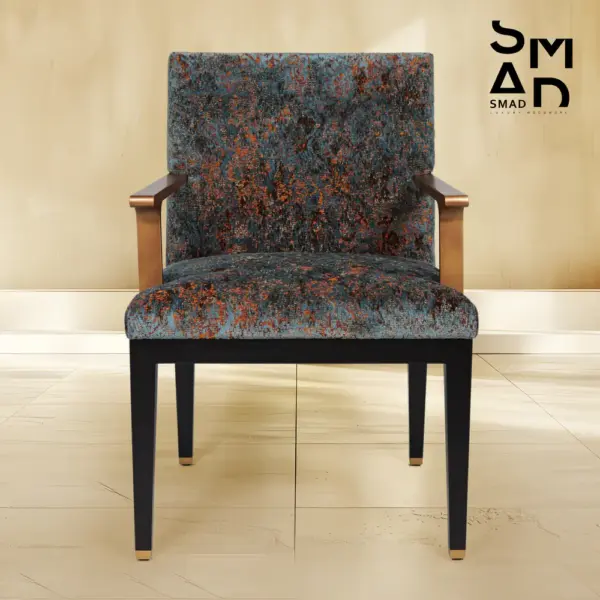 Vesper Brass-Arm Textured Upholstered Chair