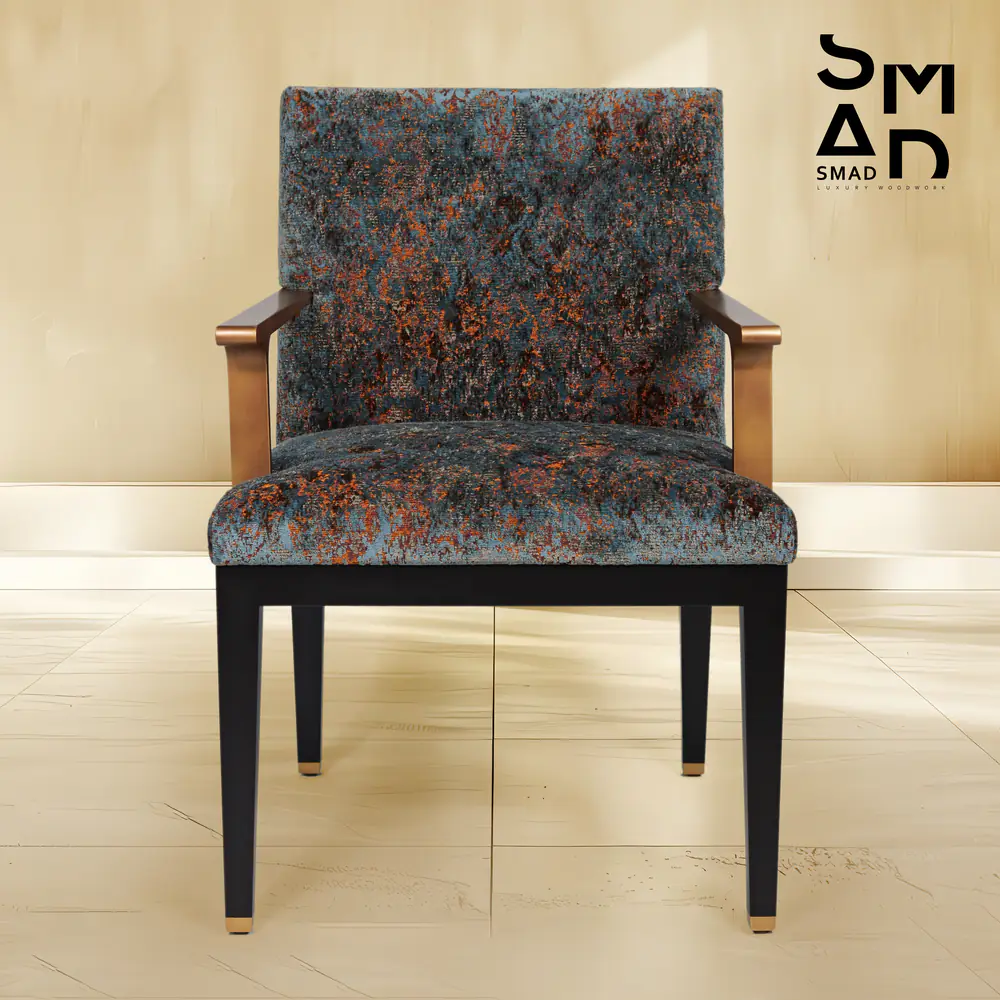 Vesper Brass-Arm Textured Upholstered Chair
