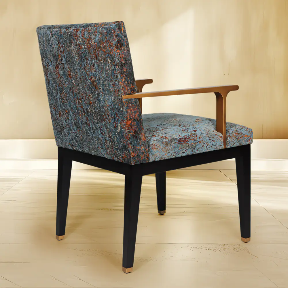 Vesper Brass-Arm Textured Upholstered Chair