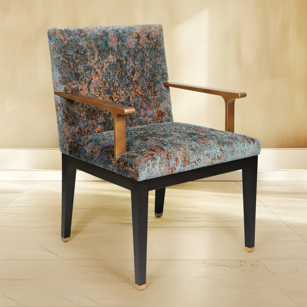 Vesper Brass-Arm Textured Upholstered Chair