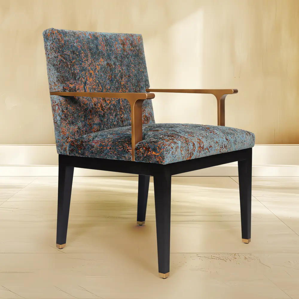 Vesper Brass-Arm Textured Upholstered Chair