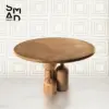 Round Solid Wood Pedestal Dining Table with Sculpted Base