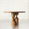Round Solid Wood Pedestal Dining Table with Sculpted Base