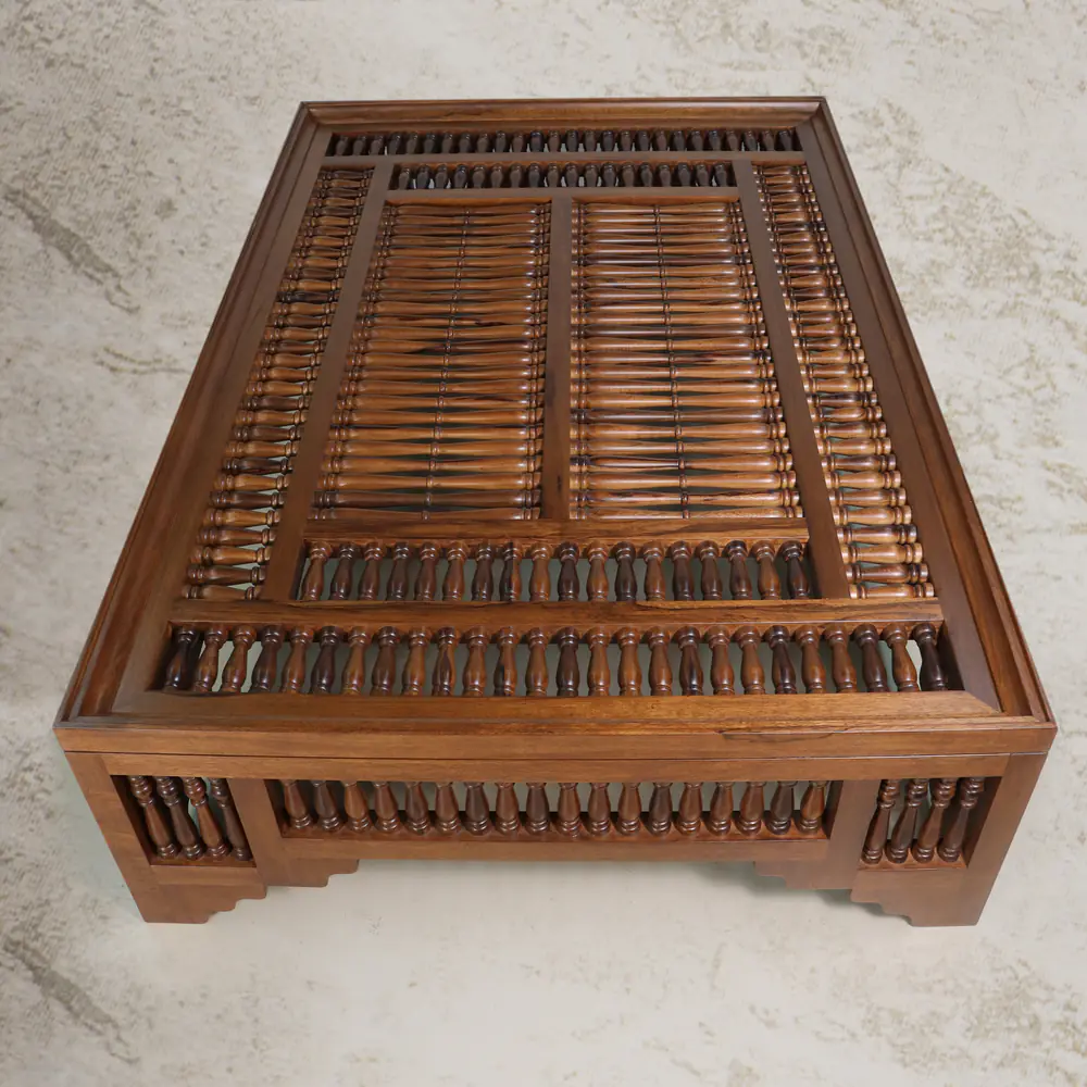 Heritage Spindle-Lattice Solid Wood Coffee Table