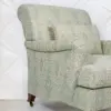 Sage Geometric Upholstered Armchair with Brass-Caster Legs
