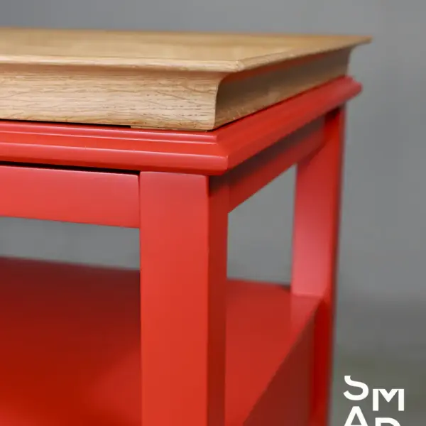 Camden Red Accent Table with Oak Tray Top