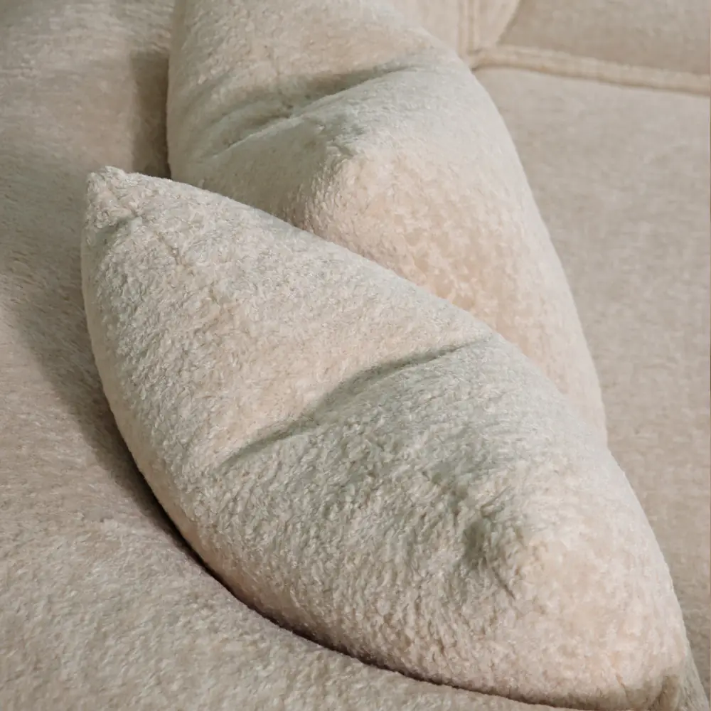 Luna Curved Bouclé 2-Chaise Sofa in Cream