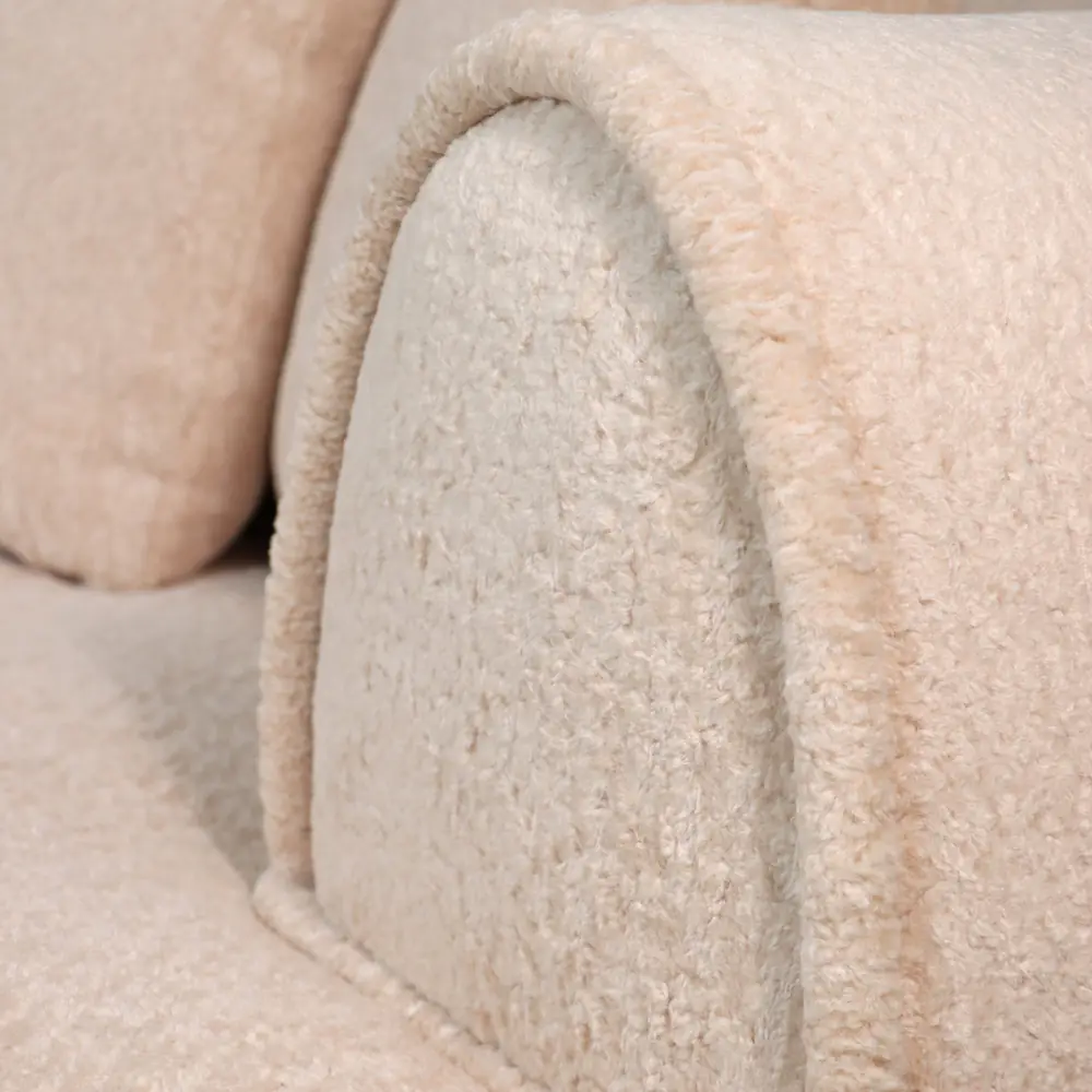 Luna Curved Bouclé 2-Chaise Sofa in Cream