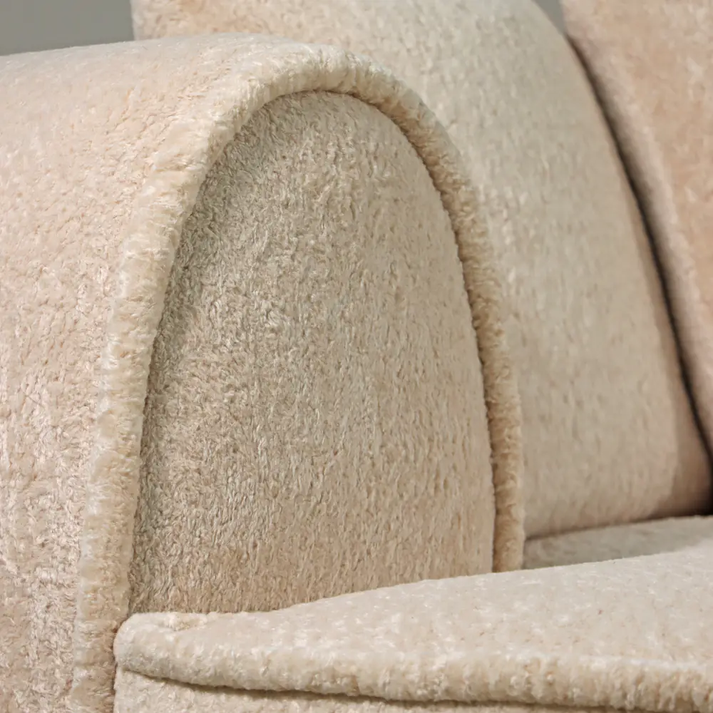 Luna Curved Bouclé 2-Chaise Sofa in Cream