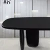 Noir Arc Pedestal Oval Dining Table