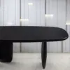 Noir Arc Pedestal Oval Dining Table