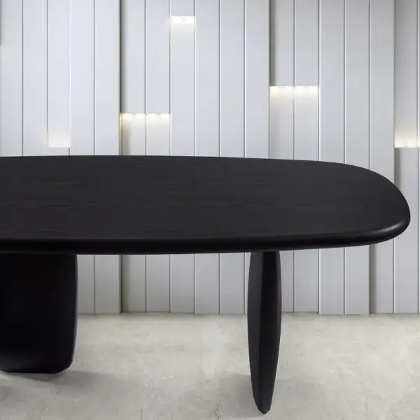 Noir Arc Pedestal Oval Dining Table