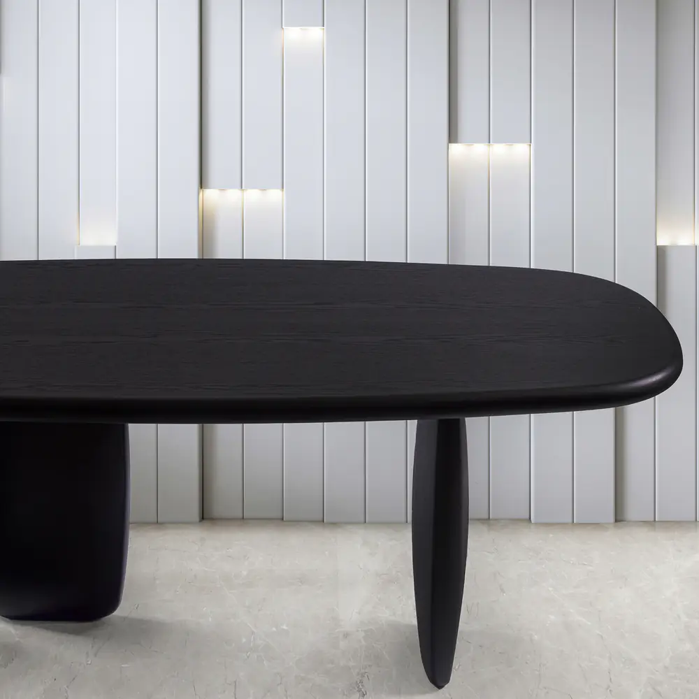 Noir Arc Pedestal Oval Dining Table