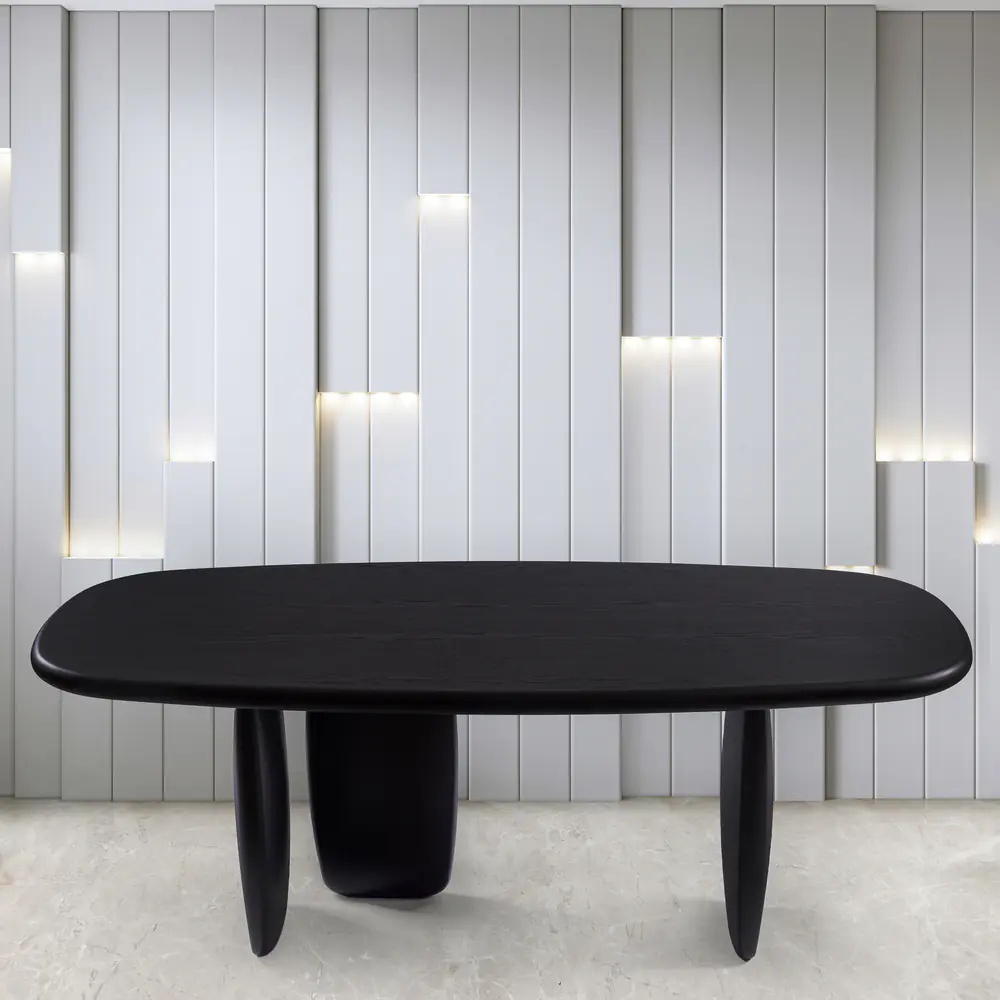 Noir Arc Pedestal Oval Dining Table
