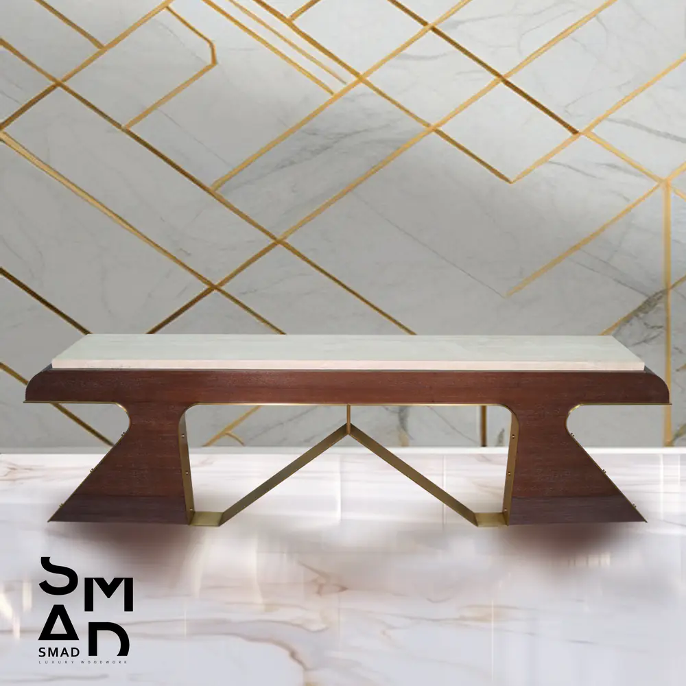 Aurelian Marble-Top Geometric Coffee Table