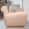Aria Rounded-Arm Sofa in Sand Beige