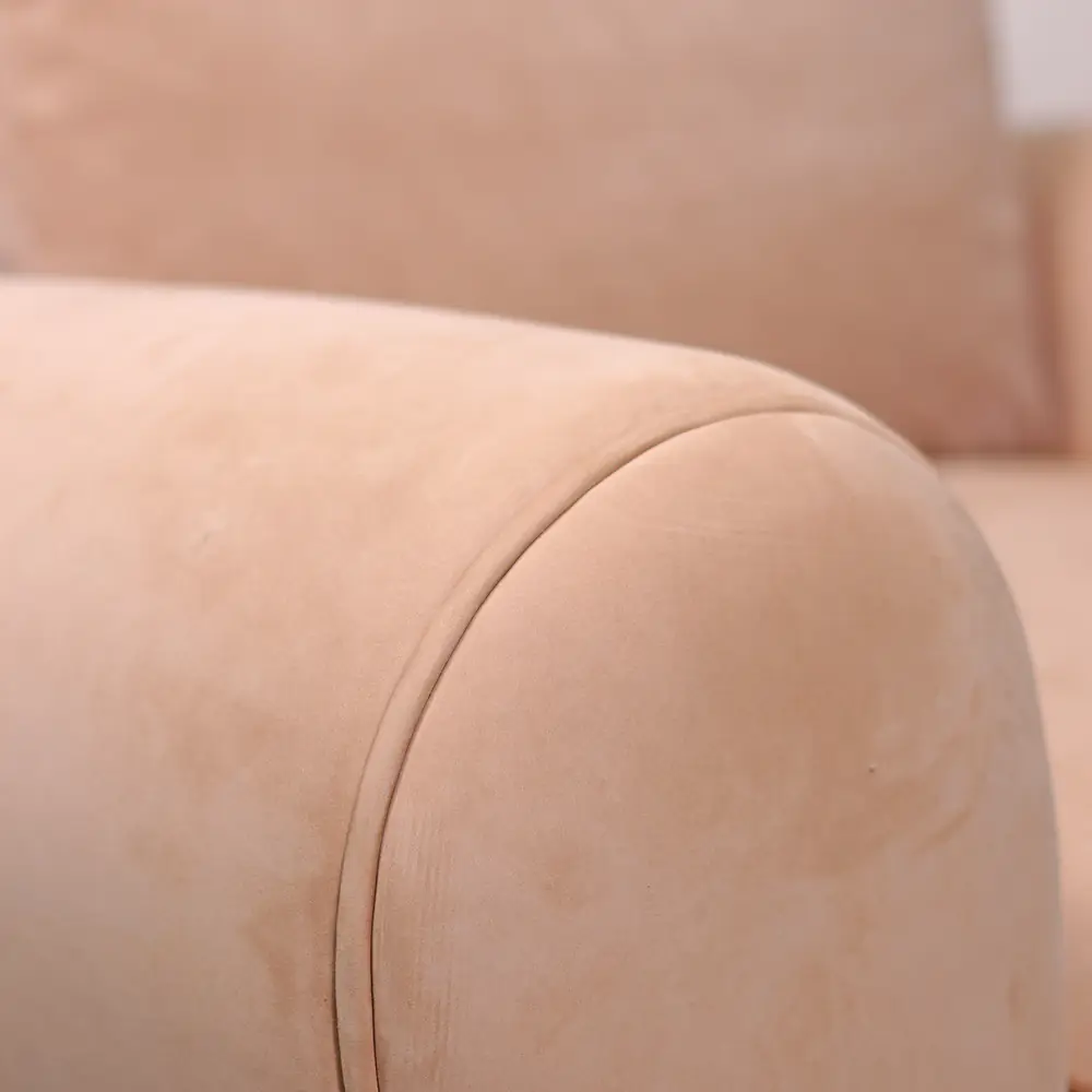 Aria Rounded-Arm Sofa in Sand Beige