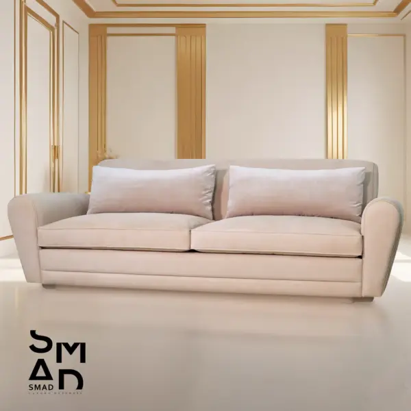 Neutral Beige Rolled-Arm Sofa