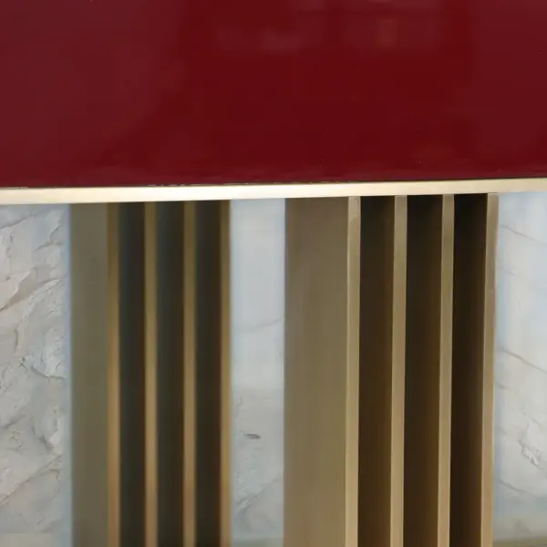 Oxblood Lacquer Sideboard with Fluted Brass Base