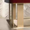 Oxblood Lacquer Sideboard with Fluted Brass Base