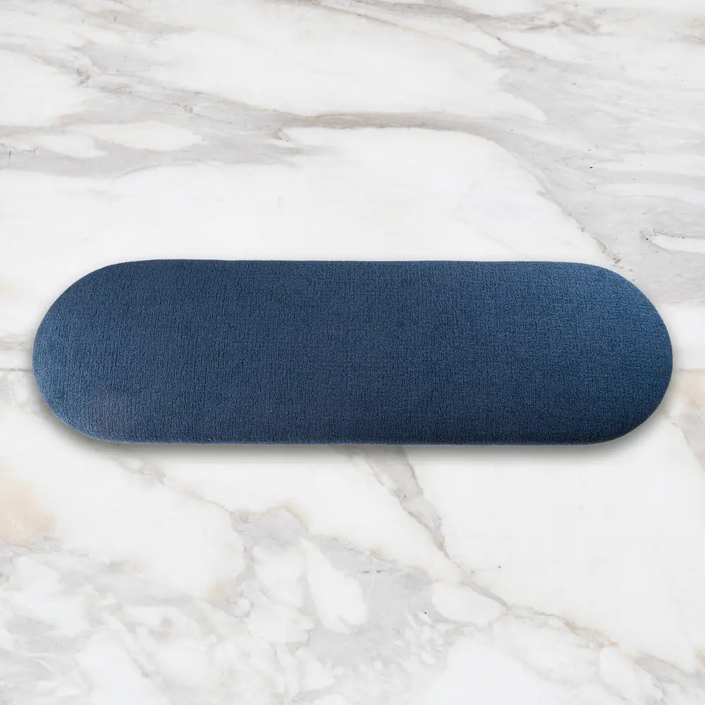 Arlo Oval Upholstered Bench with Walnut Base