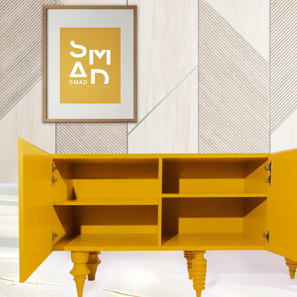 Mustard Yellow Turned-Leg Sideboard