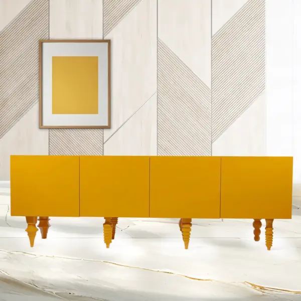 Mustard Yellow Turned-Leg Sideboard