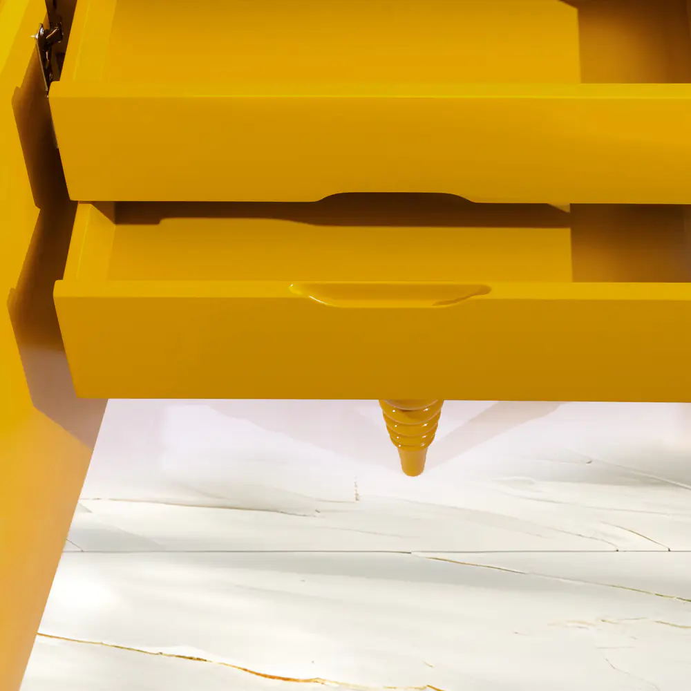 Mustard Yellow Turned-Leg Sideboard