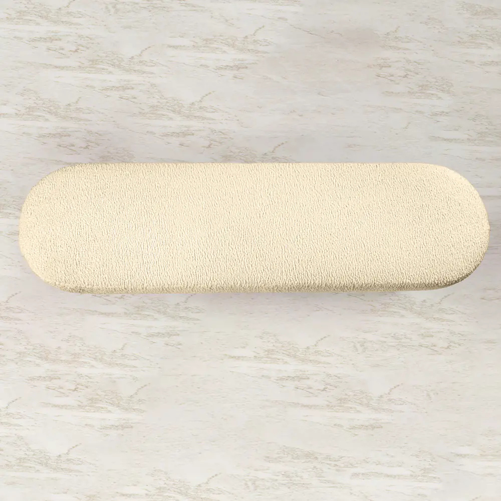 Eden Bouclé Ottoman with Walnut Plinth Base
