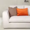 Solaire Track-Arm Sofa in Ivory with Metal Plinth Base