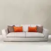 Solaire Track-Arm Sofa in Ivory with Metal Plinth Base