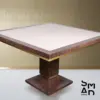 Aurelia Square Pedestal Dining Table with Brass Trim
