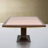 Aurelia Square Pedestal Dining Table with Brass Trim