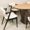 Oval Oak Dining Table Set with 6 Upholstered Armchairs