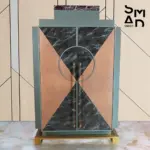 Artemis Art Deco Bar Cabinet in Sage, Marble & Copper