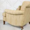 Honey Ikat Rolled‑Arm Lounge Chair with Brass Casters
