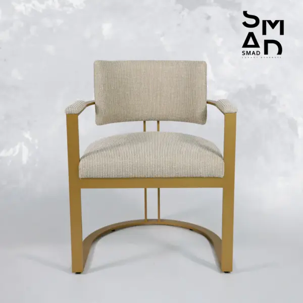 Aria Arc-Base Upholstered Armchair in Gold
