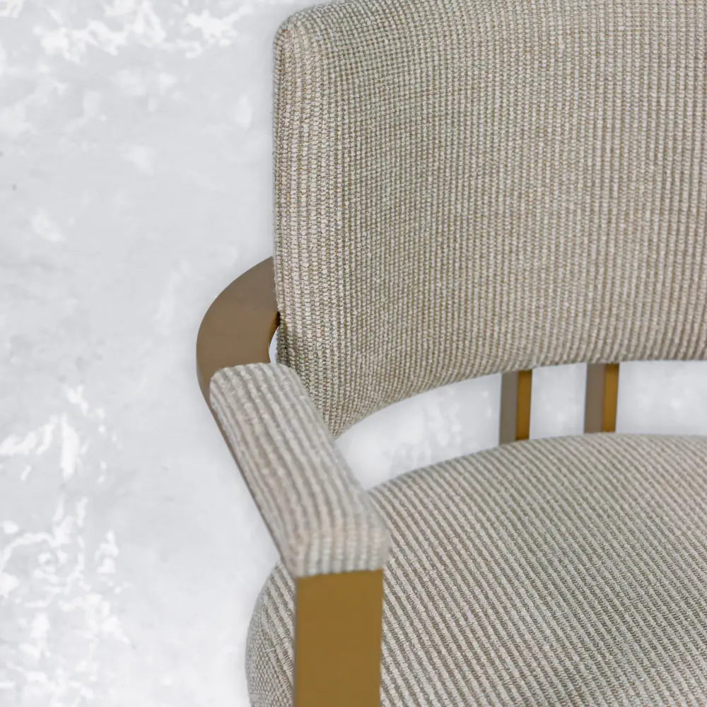 Aria Arc-Base Upholstered Armchair in Gold