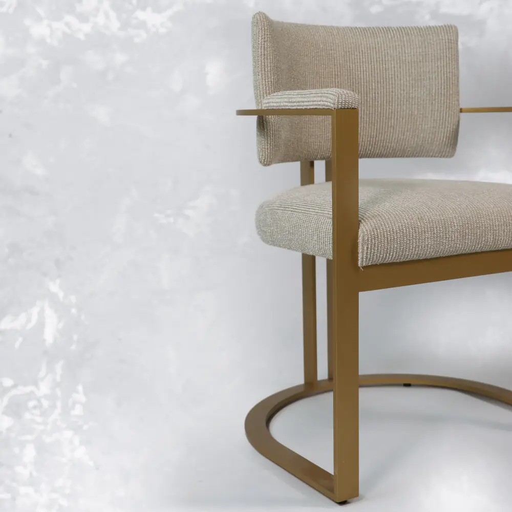 Aria Arc-Base Upholstered Armchair in Gold