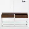 Luxe Marble-Top Console with Fluted Walnut Drawers