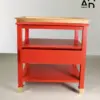 Coral Red Tray-Top Side Table with Drawer
