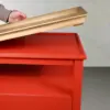 Coral Red Tray-Top Side Table with Drawer