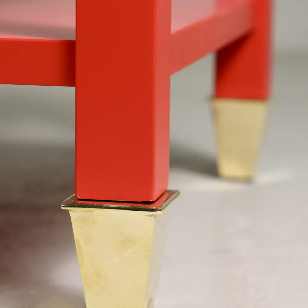 Coral Red Tray-Top Side Table with Drawer