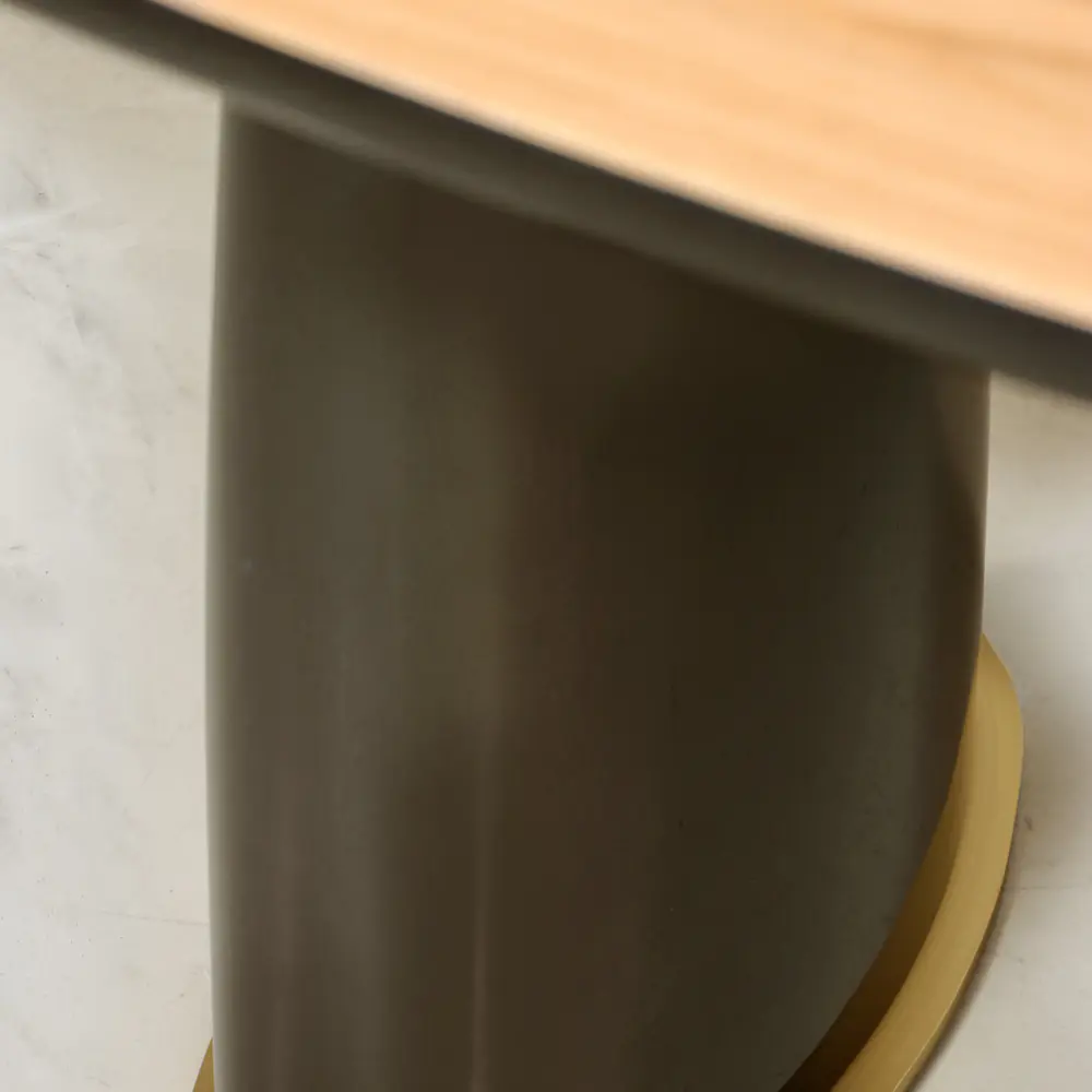 Sable Oak & Brass Pedestal Dining Table