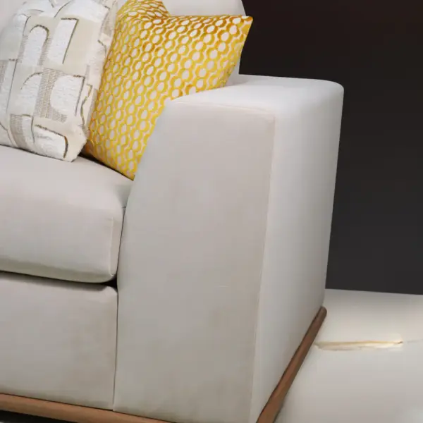 Luxe Cream 3-Seater Sofa with Gold Plinth Base
