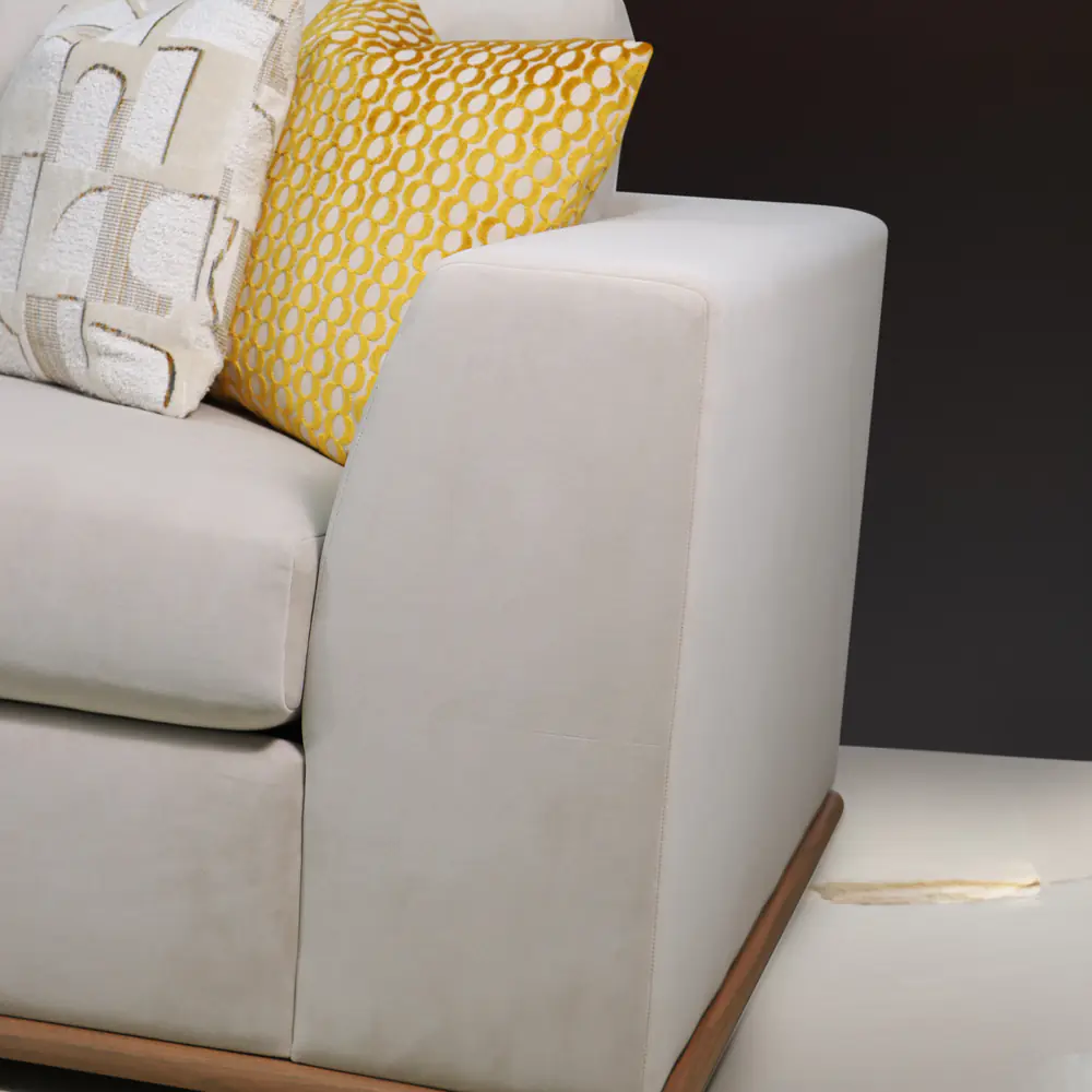 Luxe Cream 3-Seater Sofa with Gold Plinth Base