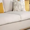Luxe Cream 3-Seater Sofa with Gold Plinth Base